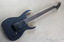 7 Strings Matte Black HH Pickups Electric Guitar with Rosewood Fingerboard,Body Binding,can be customized