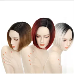 Peruca loira ombre para mulheres sintéticas curtas de cabelo vermelho perucas femininas resistentes ao calor pixie corte curto cosplay peruca