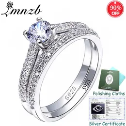 Sent Silver Certificate! 100% Original 925 Silver Wedding Rings Set For Women Cubic Zircon Rings Set Charm Fine Jewelry Zsr131 J190715