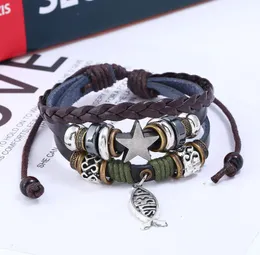 Find Similar Jesus Fish Bracelet Retro Star Cross Multilayer Wrap Bracelet Leather Bracelets Women Man Fashion Jewelry Will and Sandy Drop