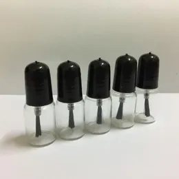 Bottiglia vuota per smalto mini da 3 ml con pennello Coperchio nero / bianco 16 * 42MM Contenitori per campioni di smalto cosmetico cosmetico trasparente rotondo Tubo 111