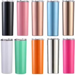 Water Bottle Insulated Tumbler Stainless Steel Thermos Cups Vacuum Beer Coffee Mug Lids Straws 20Oz Double Layer Drinkware 22 Colors C6852