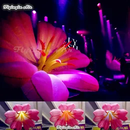 Anpassad hängande uppblåsbar blomma 2m/3 m diameter Multicolor Lighting Artificial Flower for Musical Stage and Party Decoration