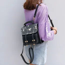 Fashion School Backpack Teenage Girls High Quality Leather Women Shoulder Bag Backpack Floral Embroidery Design Rucksack