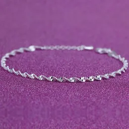 Wholesale- New Foot Jewelry Anklets Hot Sale Silver Anklet Link Chain For Women Girl Foot Bracelets Fashion Jewelry Wholesale Free Shipping