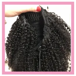 Ponytails Afro Kinky Curly Indian Virgin Hair Natural Color 100% Human Hair Extensions Ponytail Soft 8-22inch