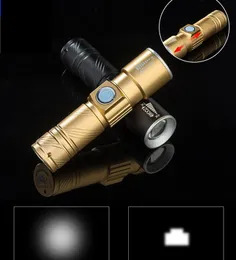 Hot 3-läge Tactical Flash Light Torch Mini Zoom Uppladdningsbar kraftfull USB LED-lampan AC Lanterna för utomhusresor