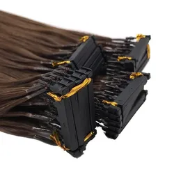 VMAE Högkvalitetsblondin Brown Färg Dubbeldragen Cuticle inriktad Remy Virgin 6D Second Pre Bonded Brazilian European Human Hair Extensions