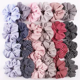 117 styles Lady girl Hair Scrunchy Ring Elastic Hair Bands Pure Color Leopard plaid Large intestine Sports Dance Scrunchie Hairband GD47