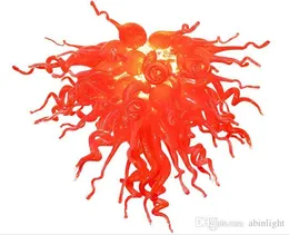 Wholesaleハンドメイド吹きムラノガラス赤シャンデリア現代美術家の装飾ロングチェーンスタイルシャンデリア