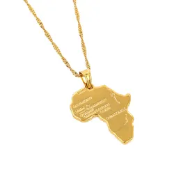 New African Map Pendant Necklace Women Girl 24K Gold Color Pendant Jewelry Men African Map Hiphop Item Wholesale