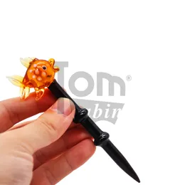 Gold Fish Style Glass Dabber Tool Pen Dabber Tools Oil Wax Dab Tool with Quartz Banger Carb Cap For Pyrex Burner Glass Smoking Water Pipe