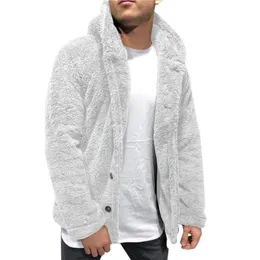 Mens Coat 2020 Höst Vinter Lösa Dubbelsidiga Plysch Knappar Hoodie Fluffy Fleece Fur Jacka Hoodies Coat OuterWear Dropship 4 #