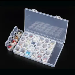 NAT010 28 Yuvaları Plastik Saklama Nail Art Rhinestone Takı Depolama Boncuk Ekran Konteyner Case Box boşaltın