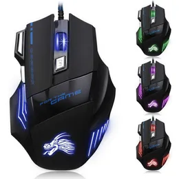 New Professional 5500 DPI Gaming Mouse 7 Buttons LED Optical USB Wired Mice For Pro Gamer Computer X3 DHL Free