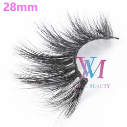 Marmorförpackning Sexig Makeup Long Fluffy 28mm 5d 6d Mink Eyelashes Sibirien Tjock Mjuk Naturlig Handmad Full Strip Lashes Extensions