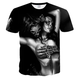 3D printing Skull T-shirts Man's T-shirt Short Sleeve Tees Fashion Woman Streetwear Mens Coats tshirts European Summer 2019 New MX200509