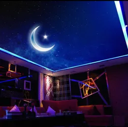 3D Living Room Bedroom Ceiling Wallpaper Papel De Parede Night sky moon living room bedroom ceiling mural