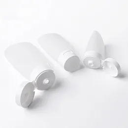 10pcs 30ml 60ml 100ml Plastic Empty Tubes Matte White Cosmetic Cream Containers Flip Cap Packaging Bottle Tube Soft Portable