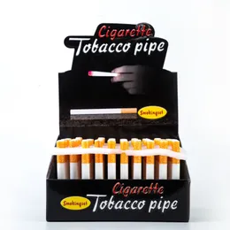 DHL Cigarette Shape Smoking Pipes Ceramic Cigarette Hitter Pipe Yellow Filter Color100pcs/box 78mm 55mm One Hitter Bat Metal Smoking Pipes