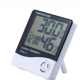 150pcs Digital LCD-temperatur Hygrometer Klockfuktighetsmätare Termometer med klockkalenderlarm HTC-1