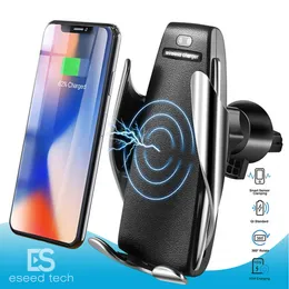 S5 Automatyczne zaciski 10 W Qi Wireless Car Charger Vent Mount Telefon Uchwyt Stojak na iPhone Wireless Charger Android Wszystkie urządzenia Qi Urządzenia RetailBox