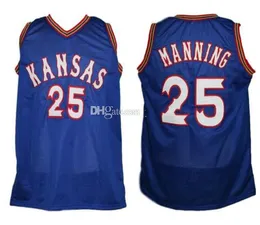 Danny Manning #25 Kansas Jayhawks Ku College Retro Basketball Jersey Men's Ed Custom أي رقم رقم قمصان