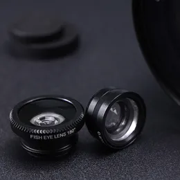 3W1 Szerokokątny Makro Macro Fisheye Smartphone Soczewka Zestawy Kamery Soczewki na telefonie komórkowym dla iPhone 7 8 plus x 10 z klipsem