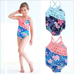 Baby badkläder flickor i ett stycke bikini barn blomma blommor badkläder barn tryckt baddräkter sommar baddräkt maillot de bain kläder e327