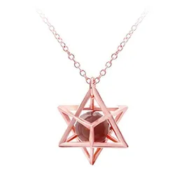 Sevenstonejewelry natural crystal stone openwork fashion anise star pendant necklace gold 3D geometric stars with natural stone ne2809