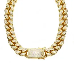 18K Gold Filled18mm water diamond Cuban chain gold drill rough necklace 24'