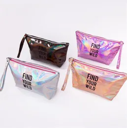 Find Your Wild Ladies Square Makeup PU bags Portable travel cosmetic laser bag waterproof toiletries storager 10pcs
