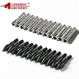 12PCS Linkboy Bågskytte Aluminiumpil Infoga + 12st Svart Målpunkt 75Grain Broadheads Jakt