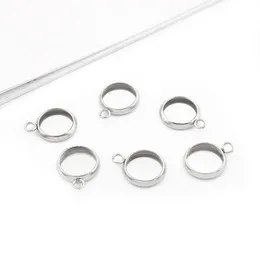 30st Rostfritt stål Charms 8mm / 10mm Rund Blank Bricka Bezel Inställning Hängsmycke för DIY Earring Armband Smycken Tillbehör