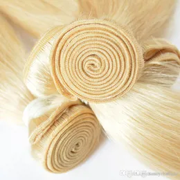 Elibes Marka Blondynka Kolor 613 Jedwab Prosta Wave Ludzkie Włosiane Wiązki 6 SZTUK Lot Peruwiański Dziewiczy Human Hair Weaves Extensions Szybka dostawa