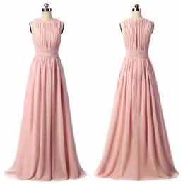 Gorgeous Long Bridesmaid Dresses Jewel Floor Length Sleeveless Chiffon Garden Wedding Guest Maid Of Honor Gowns With Ruffles