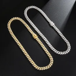 10mm larghezza placcato oro ghiaccio fuori cz pietra cubana catena collana braccialetto con rapper gioielli stradale per uomo vendita calda