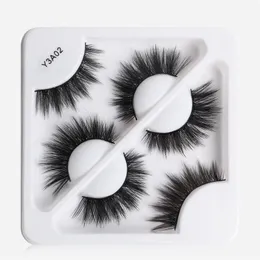 Wysokiej Jakości 5D Fałszywy Mink Rzęsy Grube Tom Guma 3D Fałszywe rzęsy Naturalne Długie Faux Eye Lashes Mini 3Pairs / Box Lashes Maquiagem