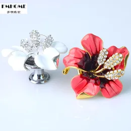 fashion Creative handle Rose silver white gold red crystal kitchen cabinet cupboard drawer TVcabinet dresser door handles knob