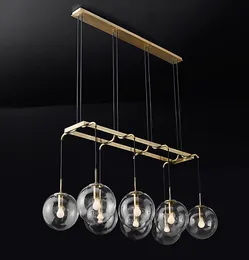 American Retro RH Loft Straight Led Chandelier Metal Glass Globes Shades Pendant Chandelier Lighting Fixtures 90-260V MYY