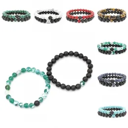 2PCS/Sets 2019 Volcanic Rock Bracelet 8MM Yoga Beads Bangle Essential Oil Diffuser Bracelets 7 Styles Couple Women Men Jewelry Gift