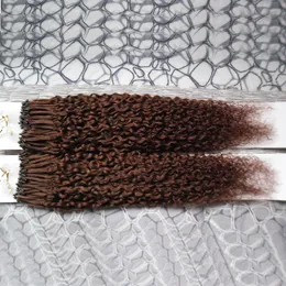 Capelli ricci afro crespi Micro anello per capelli 10 "-24" 1 g/s 200 g 200 pezzi Micro perline Collegamenti Estensioni dei capelli Remy facili da collegare ad anello