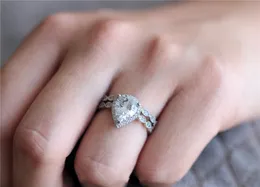 Bröllopsringar Choucong Water Drop Promise Finger Ring 925 Sterling Silver Diamond Engagement Band Rings uppsättning för kvinnor Män Bröllop Moissanite Jewelry Love Ring