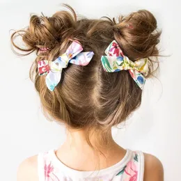 New Europe Baby Girls Florals Hair Clip Kids Cotton Bow Knot Barrette 2PCS 세트 Barrettes 어린이 머리 액세서리 14 색 15010