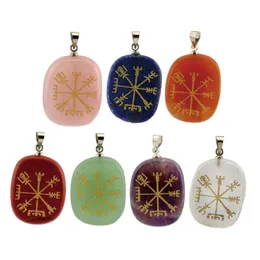 Nordic Religious Necklace Pendant Natural Crystal Ornament Necklace Vegvisir Nice Birthday Gift Unisex Compass Charms Pattern Pendant