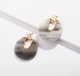 Kolorowa żywica Akrylowa Okrągły Dangle Kolczyki Dla Kobiet Unikalny Design U Kształt Wyścisnięcie Shell Kolczyki Biżuteria ślubna