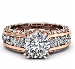 Wholesale-Gold Filled Luxury Jewelry 14KT White&Rose Gold Round Cut Big Multi Color Topaz CZ Diamond Pave Party Women Wedding Band Ring Gift