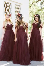 2024 New Cheap Bury Country Bridesmaid Dresses A-Line Off Shoulder Tulle Sweetheart Simple Party Wedding Guest Dress Maid Of Honor Gowns 403