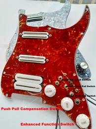 Gitarr Pickups Pickguard Red Tortoise Shell SSH White Dual Track Pickup 20 Tone Switches Super Wiring Assembly