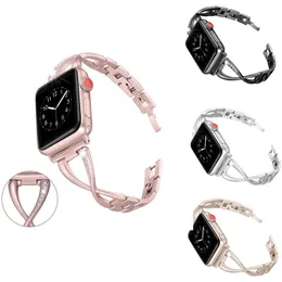 Iwatch için lüks saat kayışları 49mm Ultra 8 38mm 42mm 40mm 44mm Kadınlar Bantlar Apple Watch Bandı Elmas Paslanmaz Çelik Kayış Iwatch Serisi 7 6 SE 5 4 3 2 1 Bilezik